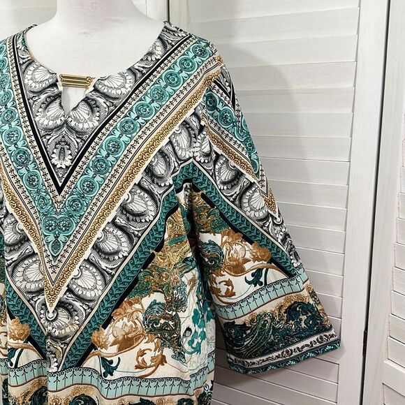 JM Collection Tunic Size 3X Paisley Bell Sleeve - Picture 5 of 13